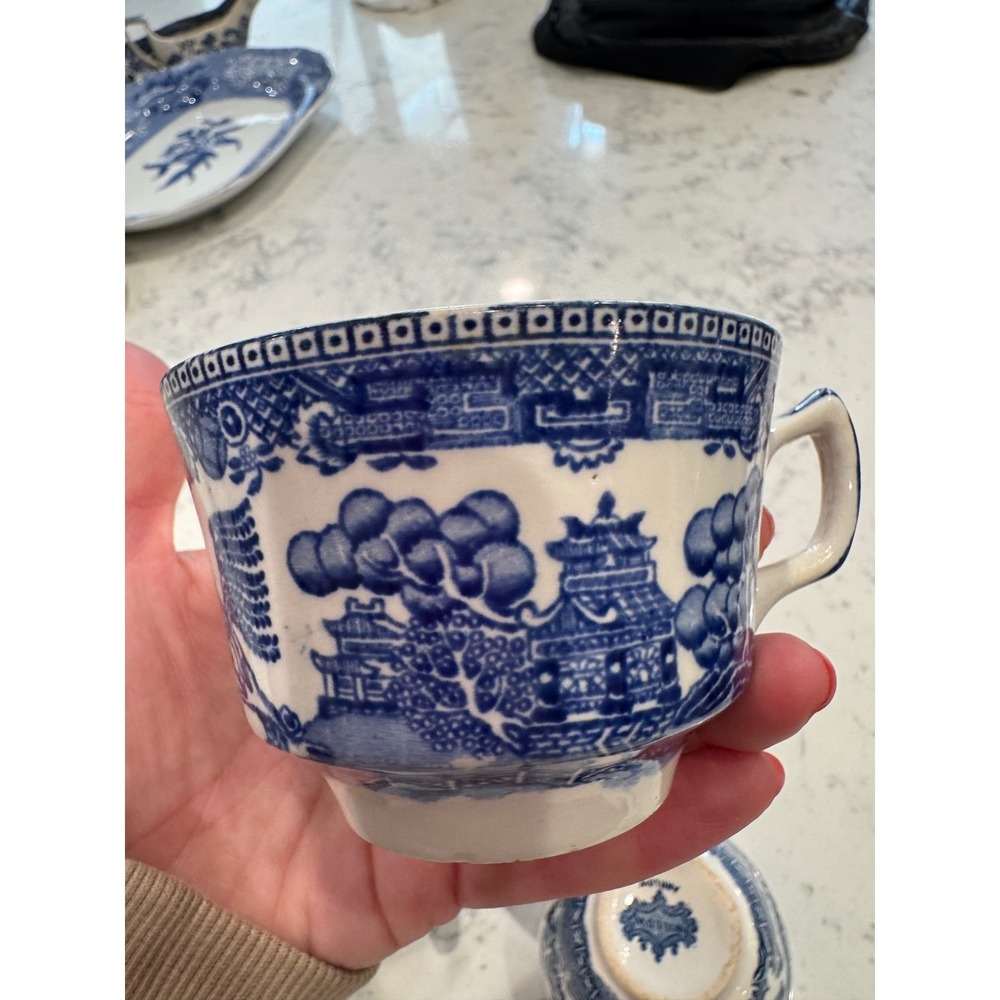 Vintage Arklow Willow Blue White‎ Tea Cups lot of 4 Made in Ireland Chinoiserie - Picture 12 of 16